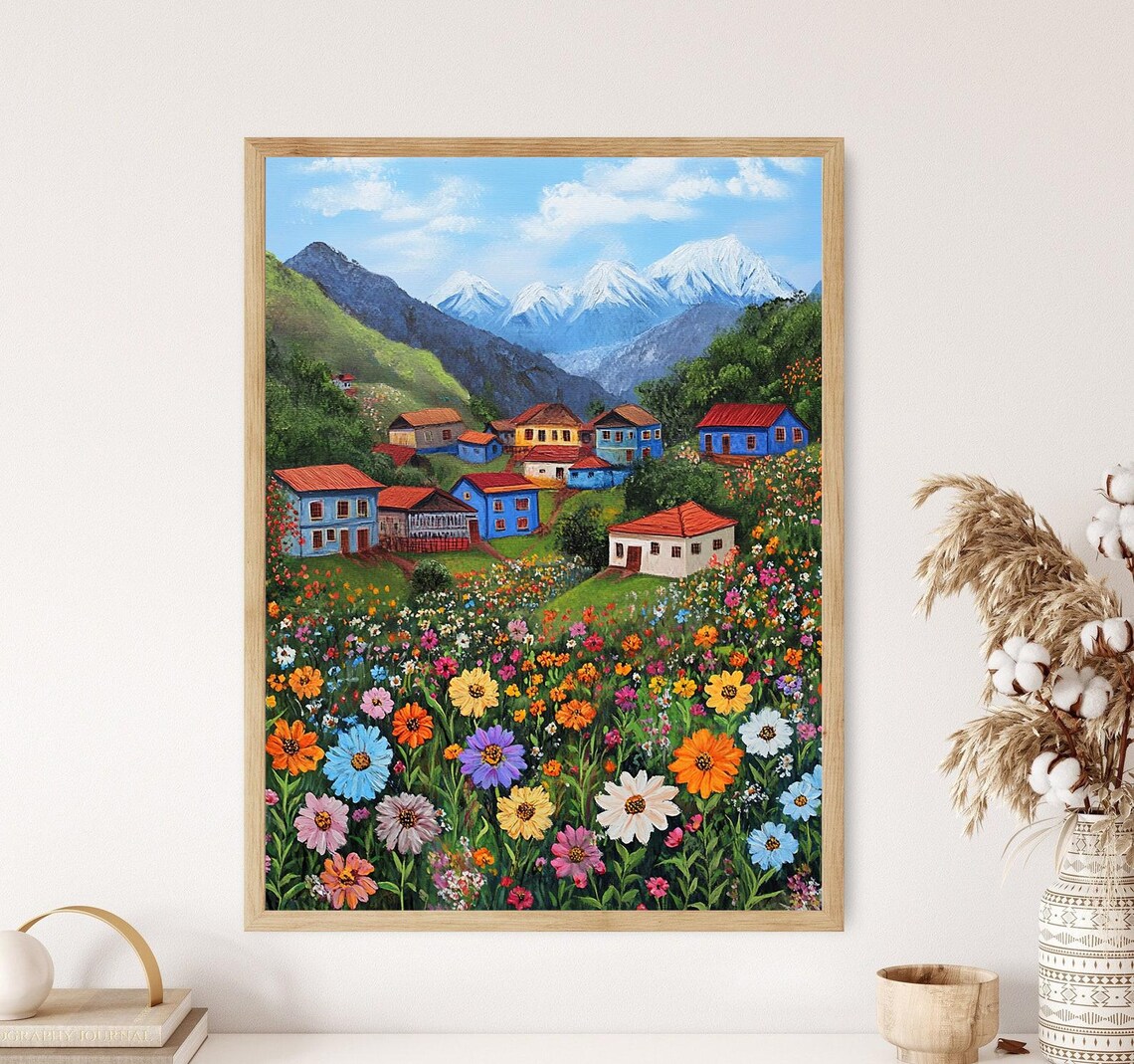 Kurdistan Village Naive Art Print, Amedia Region