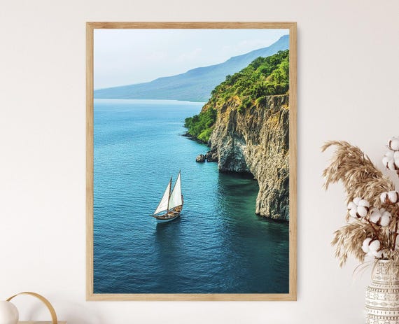Lake Tanganyika Art Print Deep Blue Water Towering Cliffs