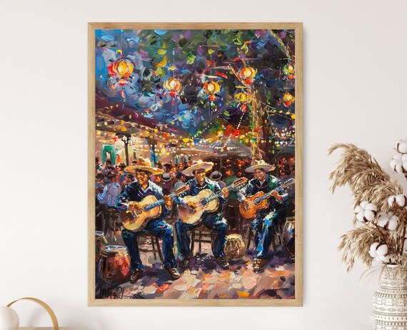 Mariachi Band Art Print, Mexican Music Illustration