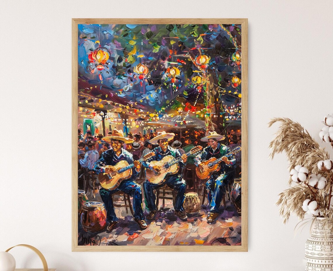 Mariachi Band Art Print, Mexican Music Illustration