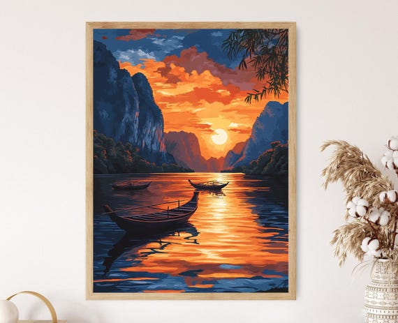 Nam Song River Art Print Vang Vieng Laos Decor Karst Mountain Landscape Wall Art