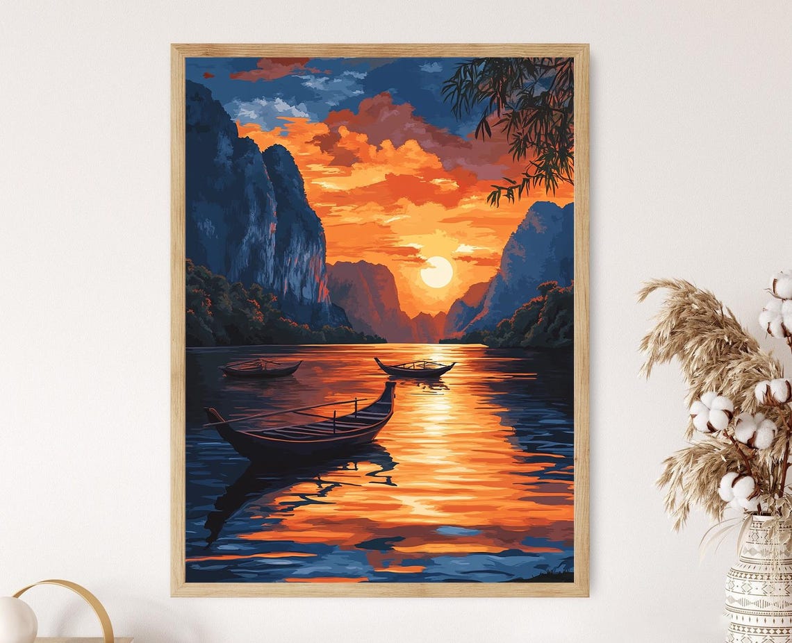 Nam Song River Art Print Vang Vieng Laos Decor Karst Mountain Landscape Wall Art