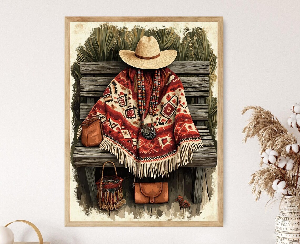 Tarahumara Poncho Illustration, Indigenous Textile