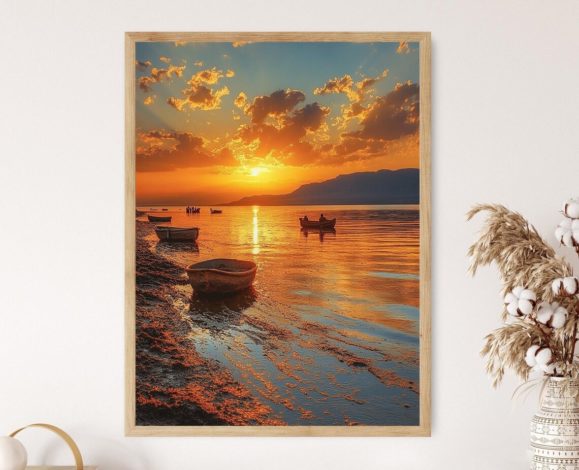 Dead Sea Floating Scene, Jordanian Coastal Art
