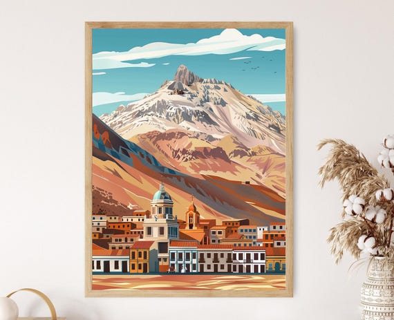 Potos And The Cerro Rico Art Print Iconic Bolivia Mountain And Historical Buildings