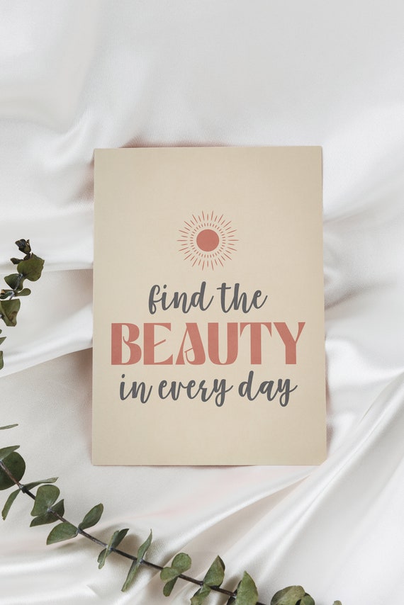 Modern Wall Art Find The Beauty In Every Day Minimalist Poster Bathroom Wall Decor Inspirational Quote Print Motivational Art