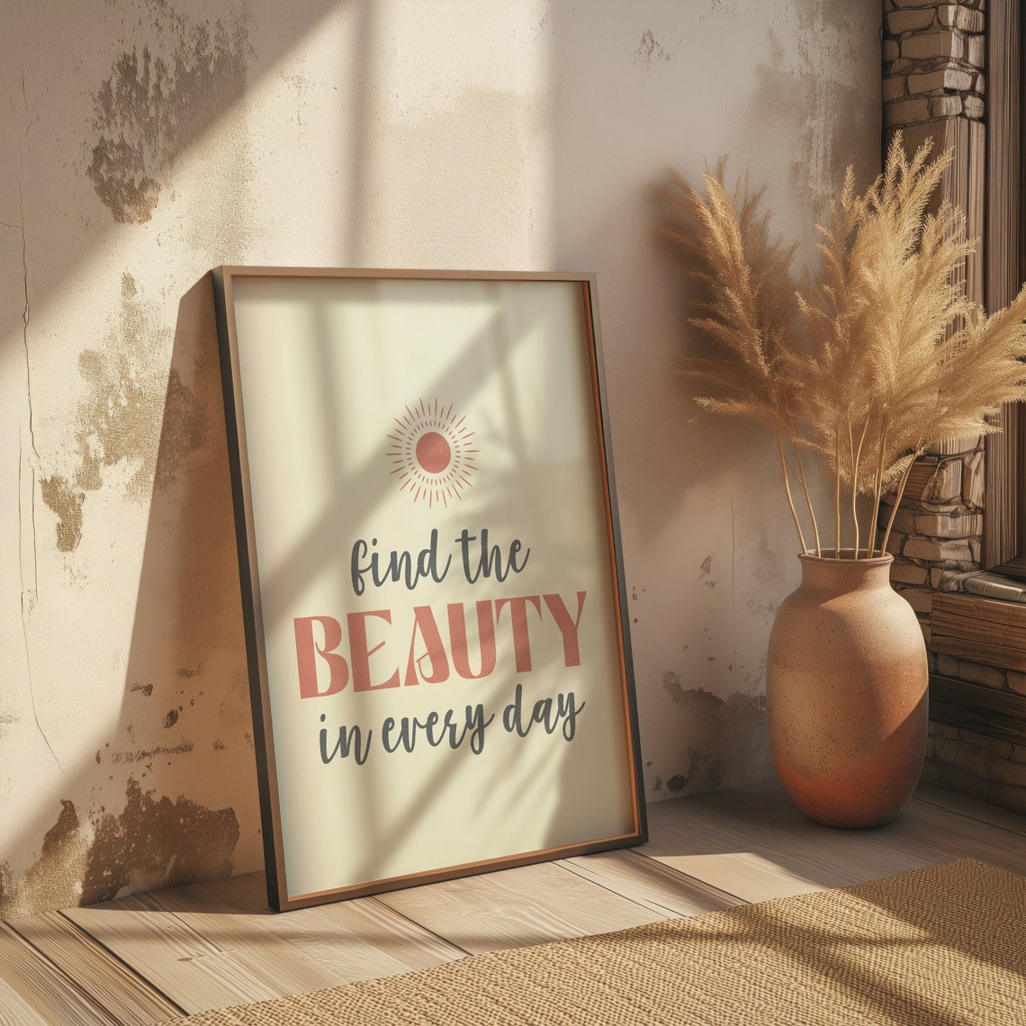 Find The Beauty In Every Day Sun Inspirational Quote Wall Art - Image 2
