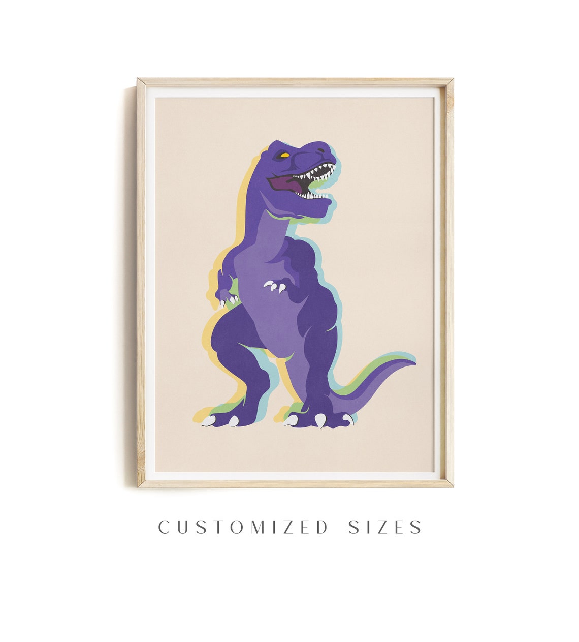 Purple T Rex Dinosaur Fun Playful Kids Playroom Modern Art Poster - Image 2