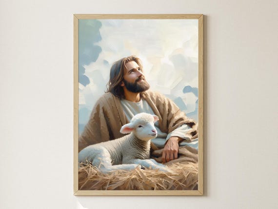 The Gentle Respite Jesus Saves Lamb Jesus Leaves The 99 Print Christian Artwork Catholic Art Lds Painting Bible Verse Wall Art