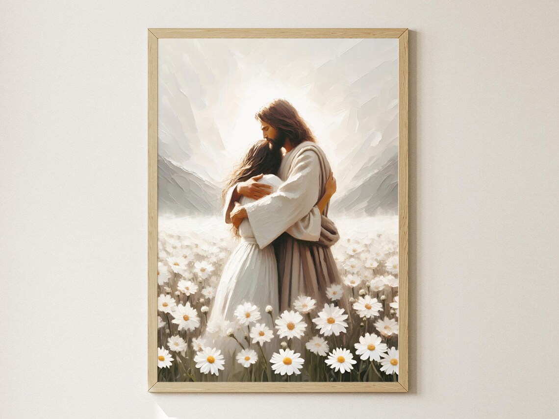 Jesus Hugging Woman Christian Wall Art Print