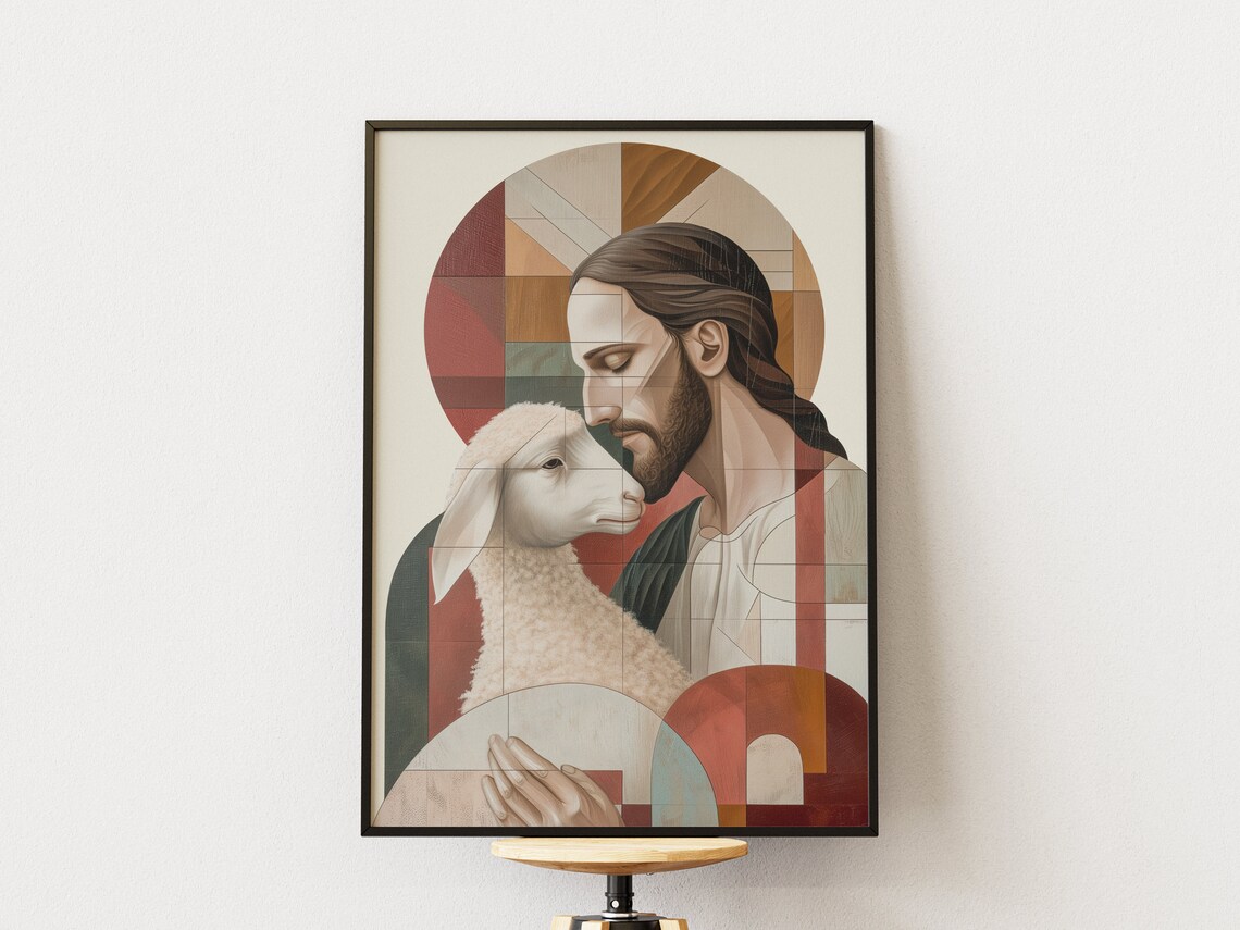 Jesus And Lamb Religious Wall Art, Hallway Decor - Image 2
