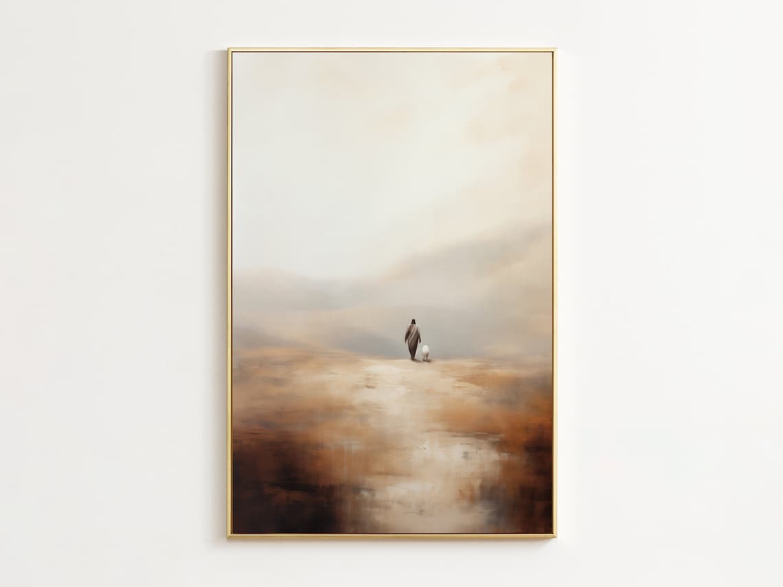 Jesus And The Lamb Religious Wall Art Print
