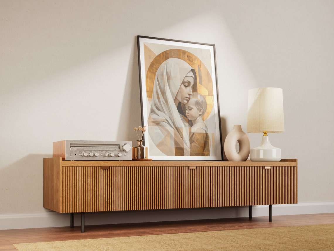 Mother Marry And Baby Jesus Nativity Of Jesus Print Contemporary Bible Art Modern Christian Wall Art Jesus Christ Print Religious Art - Image 3