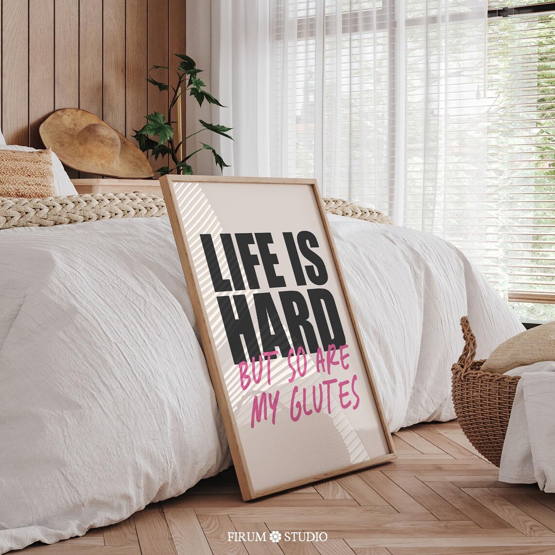 Life Is Hard But So Are My Glutes Funny Gym Motivation Poster - Image 2