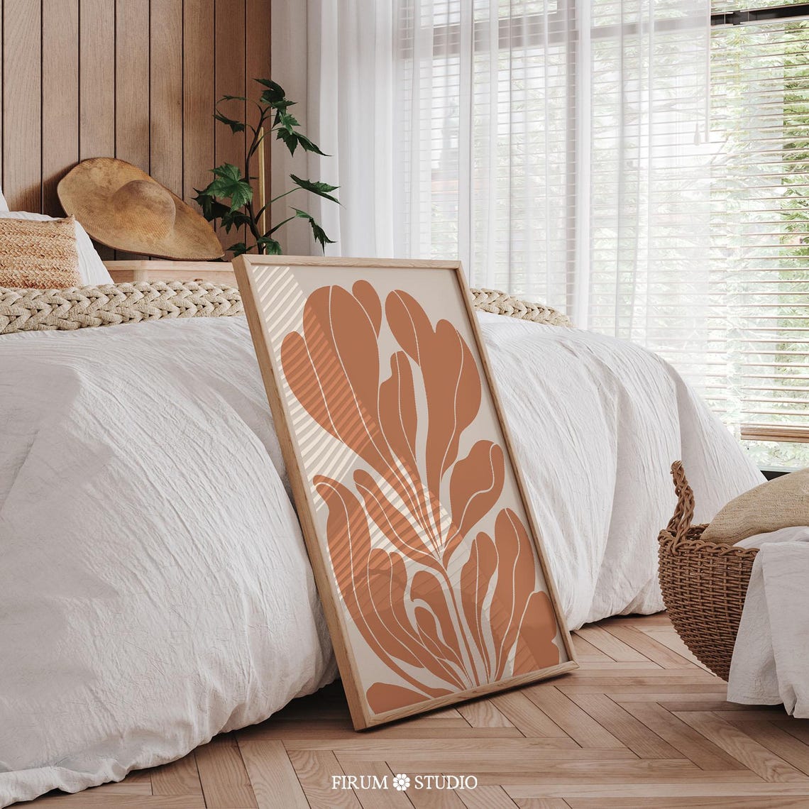 Burnt Orange Abstract Floral Modern Boho Botanical Earthy Wall Print - Image 2