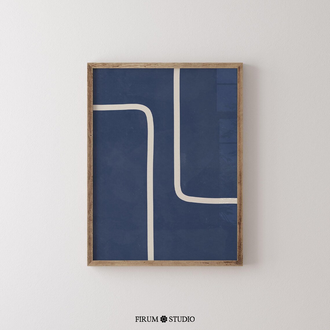 Navy Blue Minimalist Lines, Mid-Century Abstract Art Print - Image 2