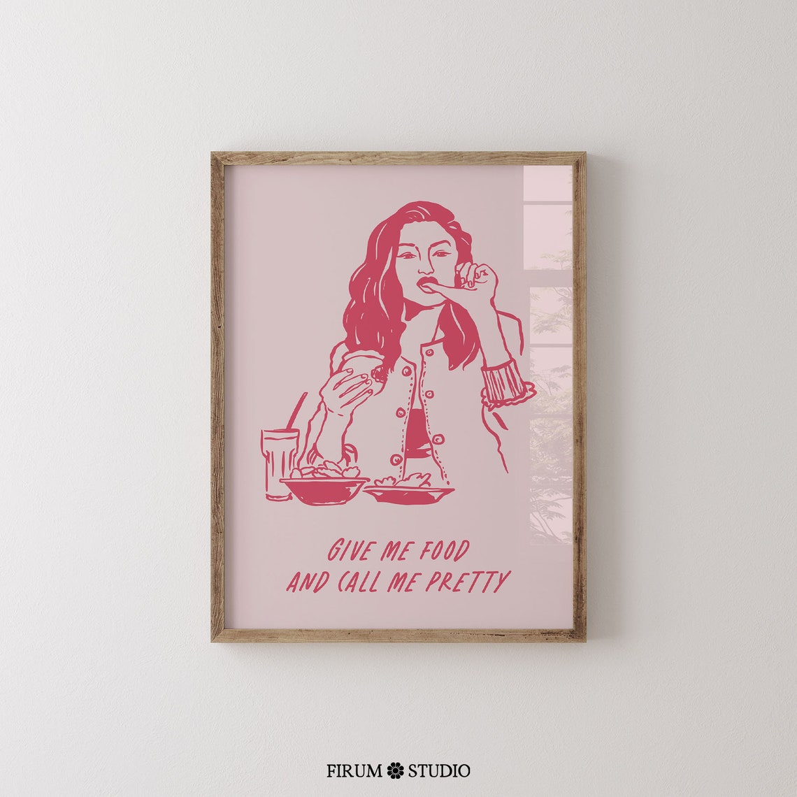 Give Me Food And Call Me Pretty Pink Funny Kitchen Quote Wall Art - Image 2