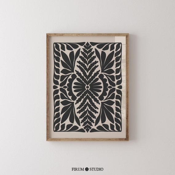 Modern Botanical Statement Piece Folk Floral Illustration Wall Art Modern Dark Boho Wall Decor Moody Decor Wall Print 0815