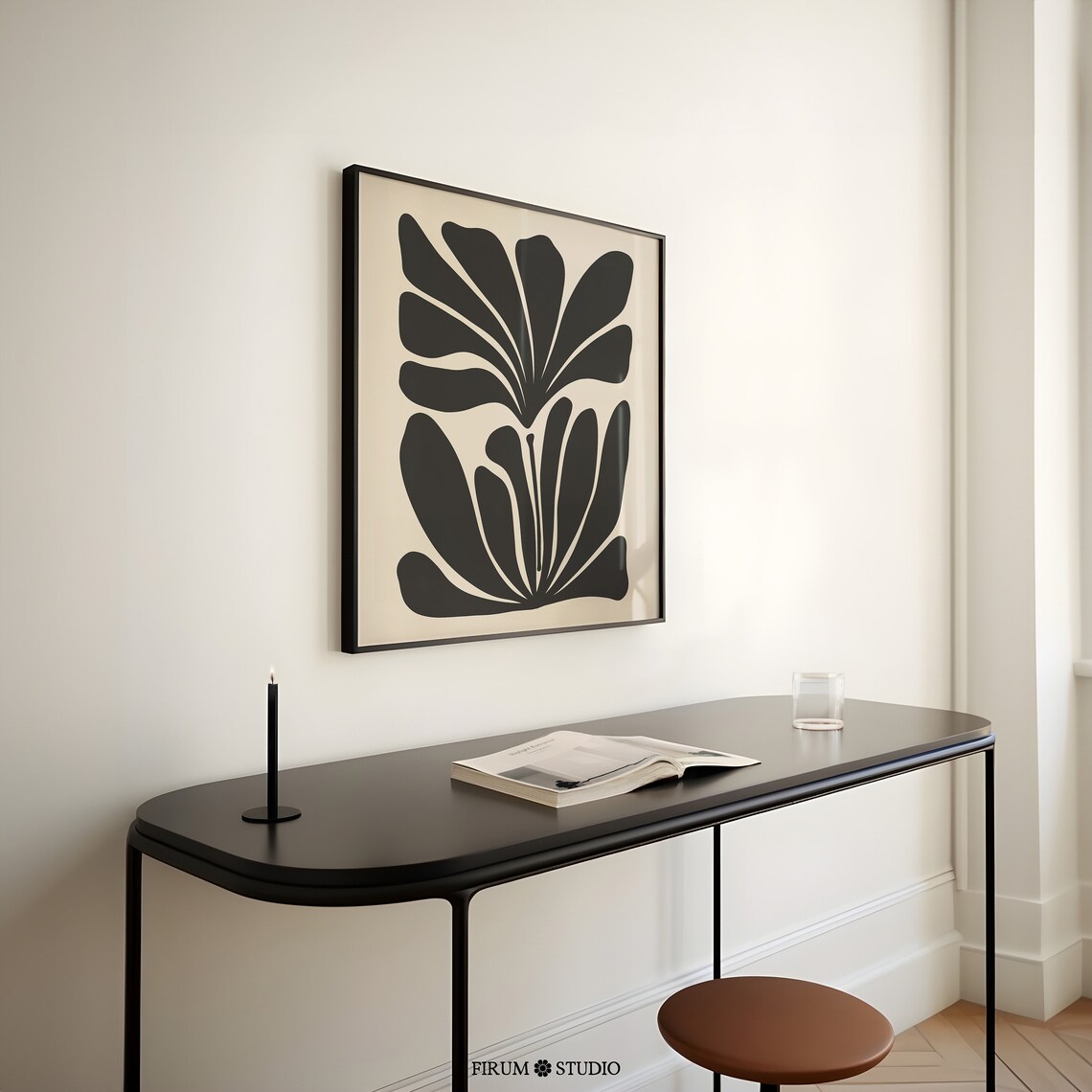 Abstract Botanical Art Print, Mid-Century Modern Decor
