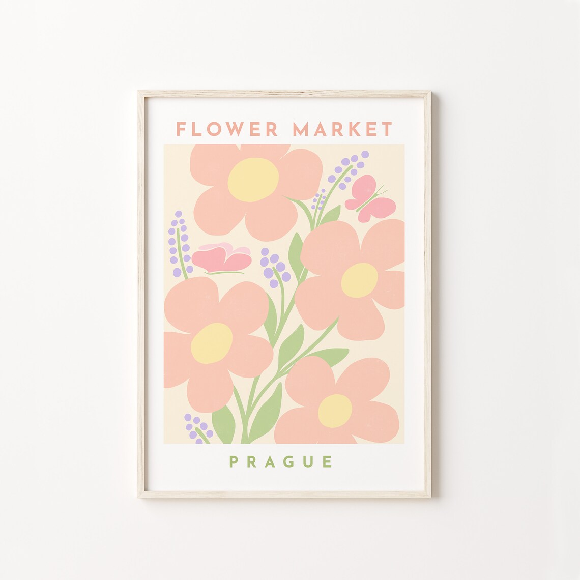 Prague Flower Market Art Print, Danish Pastel Decor