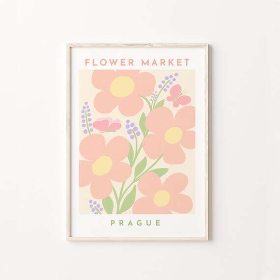 Prague Flower Market Art Print, Danish Pastel Decor