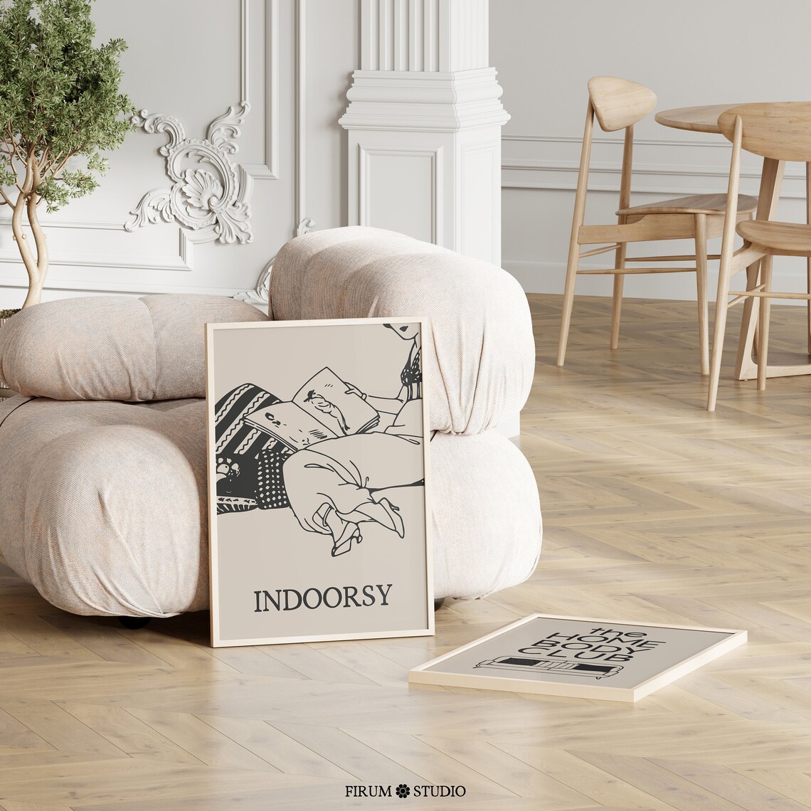 Indoorsy Reader Girl Reading Book Line Art Print Cozy Homebody Gift