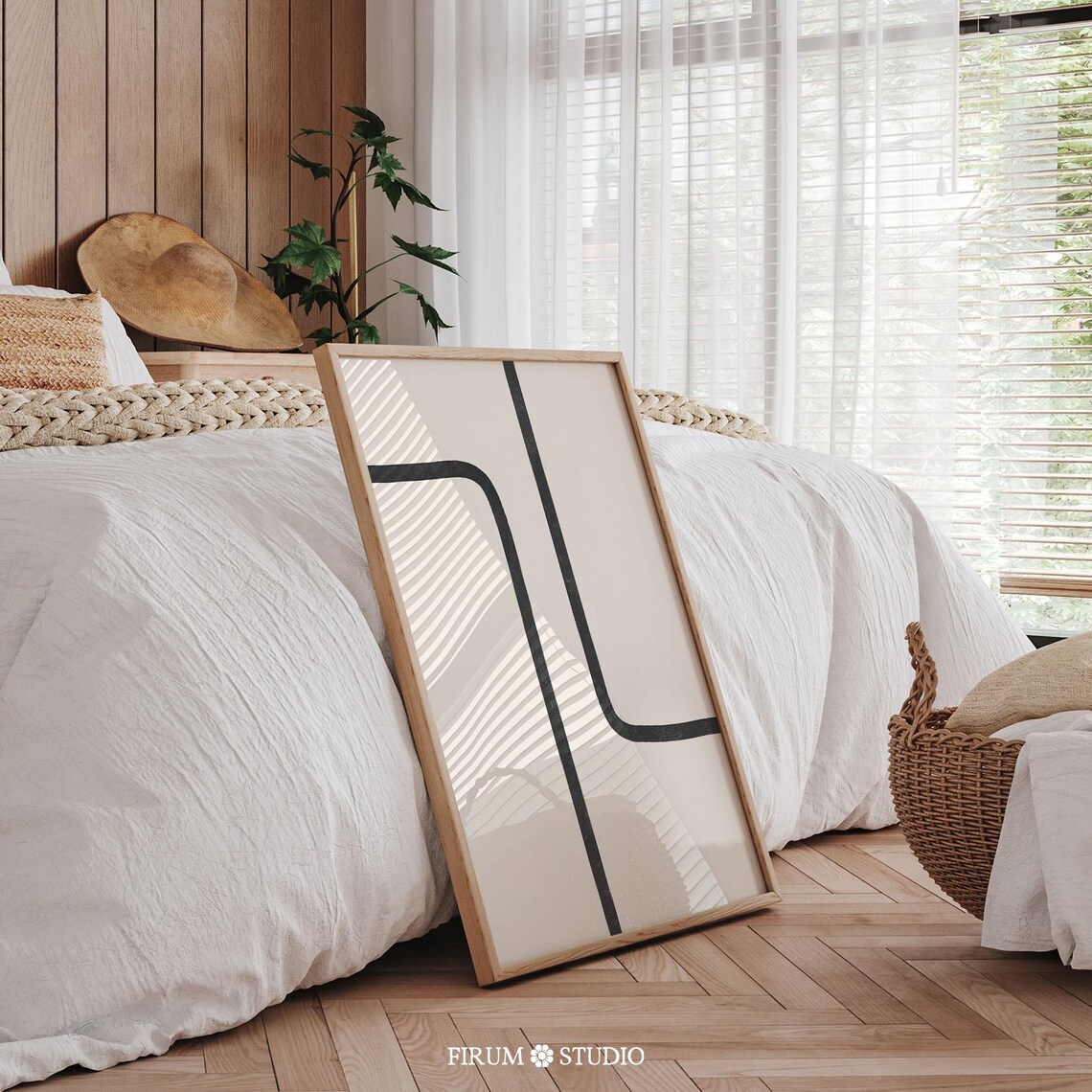 Neutral Minimalist Lines Abstract Line Art Print - Image 2
