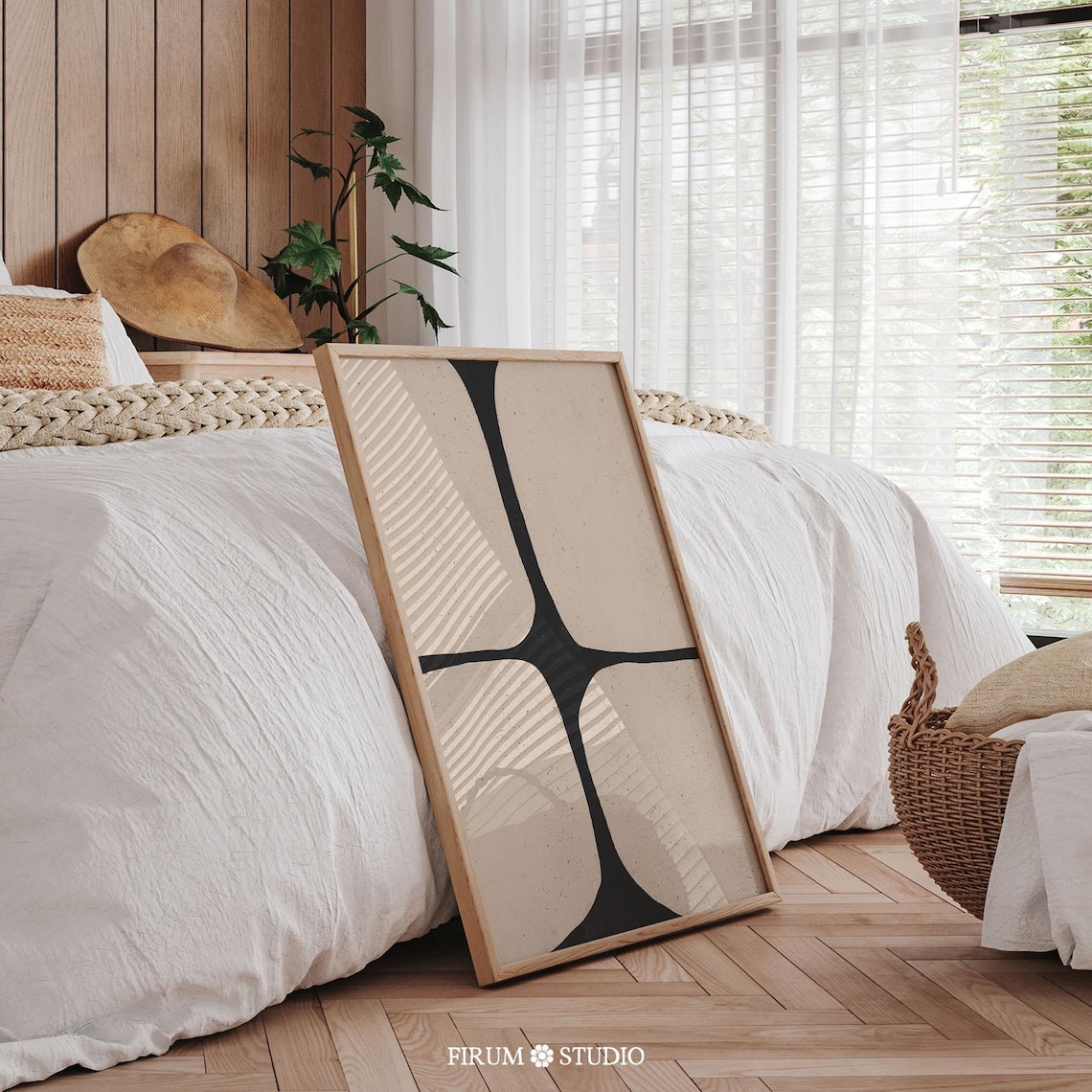 Organic Minimalist Beige And Black Abstract Art Print - Image 2
