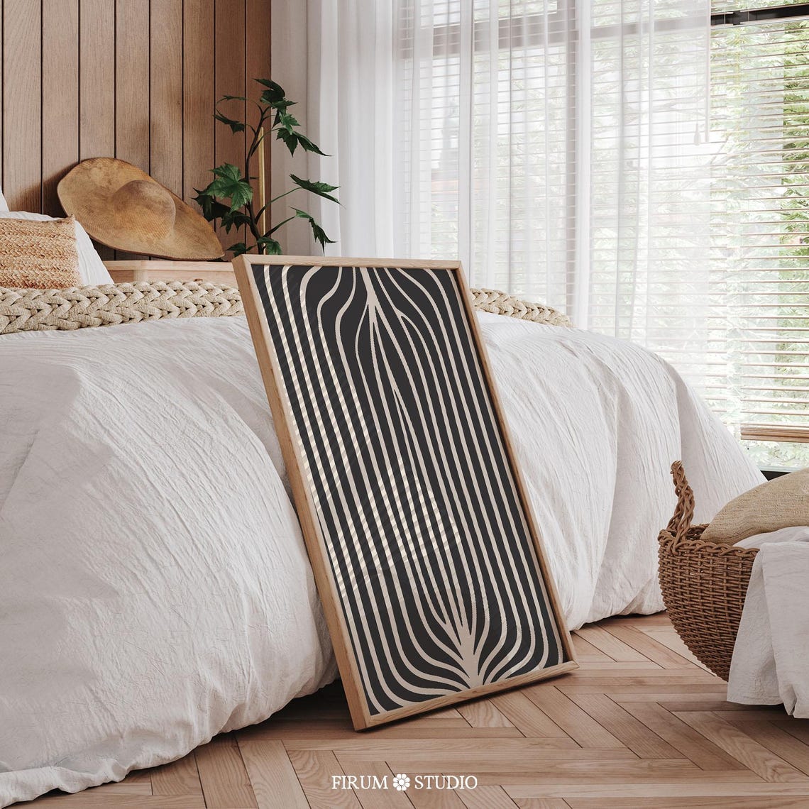 Black Beige Modern Lines Mid Century Abstract Statement Art Print - Image 2