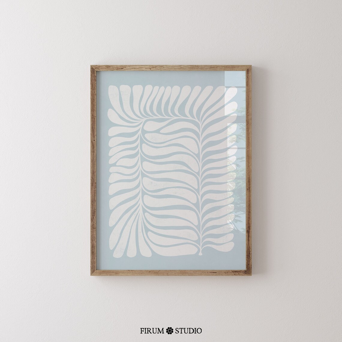 Sky Blue White Flower Minimalist Botanical Art Print - Image 2