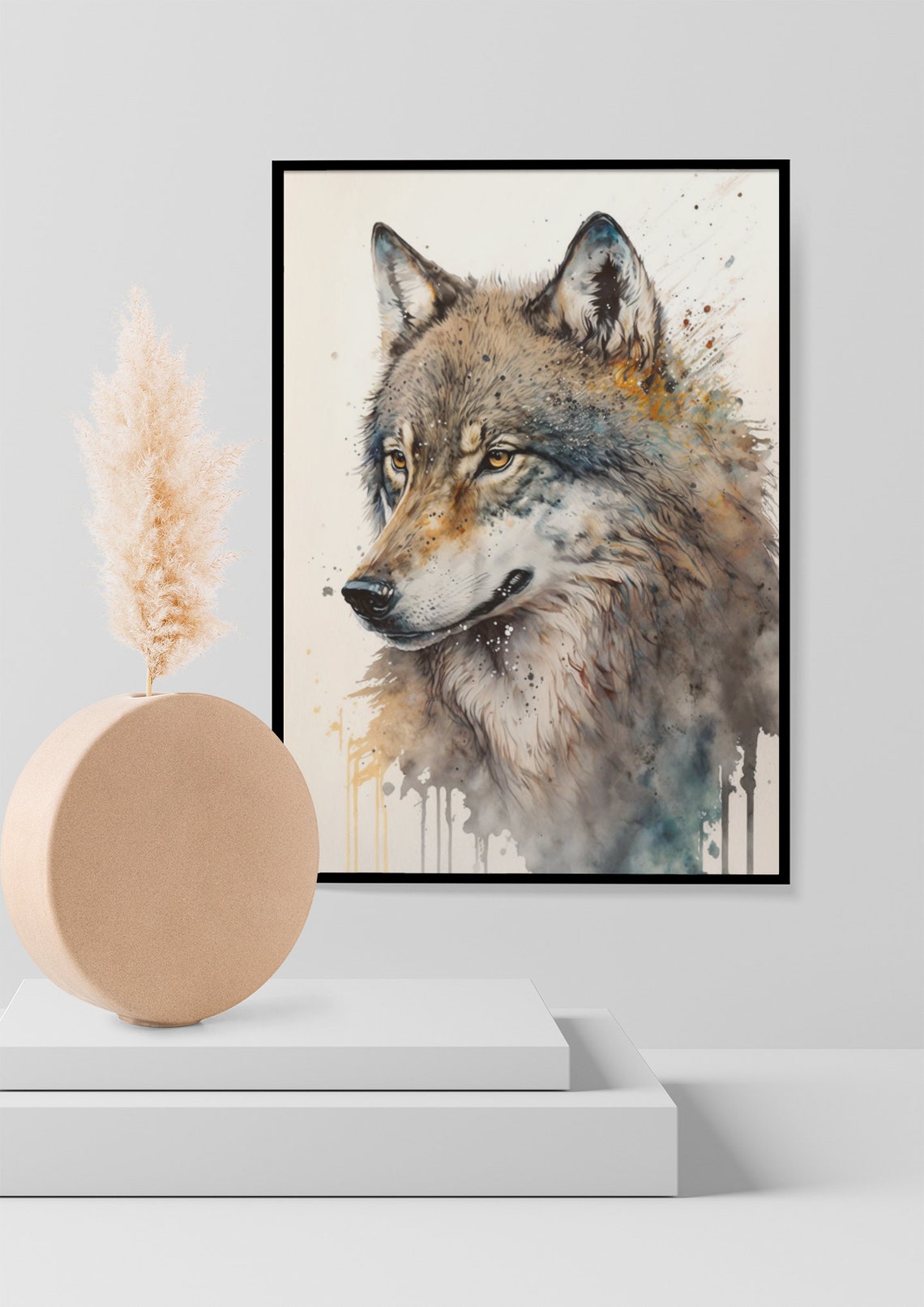 Wolf Watercolor Painting Gray Wolf Painting Wolf Art Wolf Poster Print Wall Decor Wolf Artwork Wolf Wall Art Home Decor Large Wall Art - Image 2