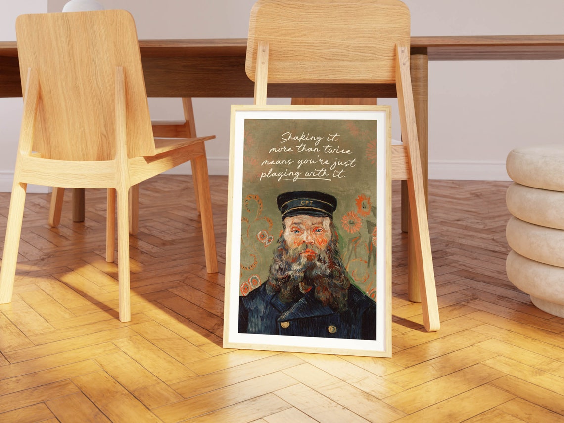 Shaking It More Than Twice Funny Bathroom Poster Captain Portrait Art