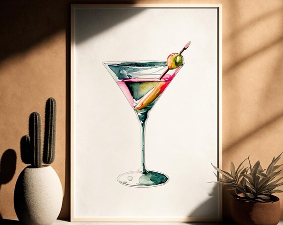 Dry Watercolor Cocktail Retro Exhibition Poster