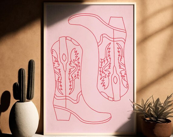 Cowgirl Boots Poster Coastal Print Costal Wall Art Preppy Prints