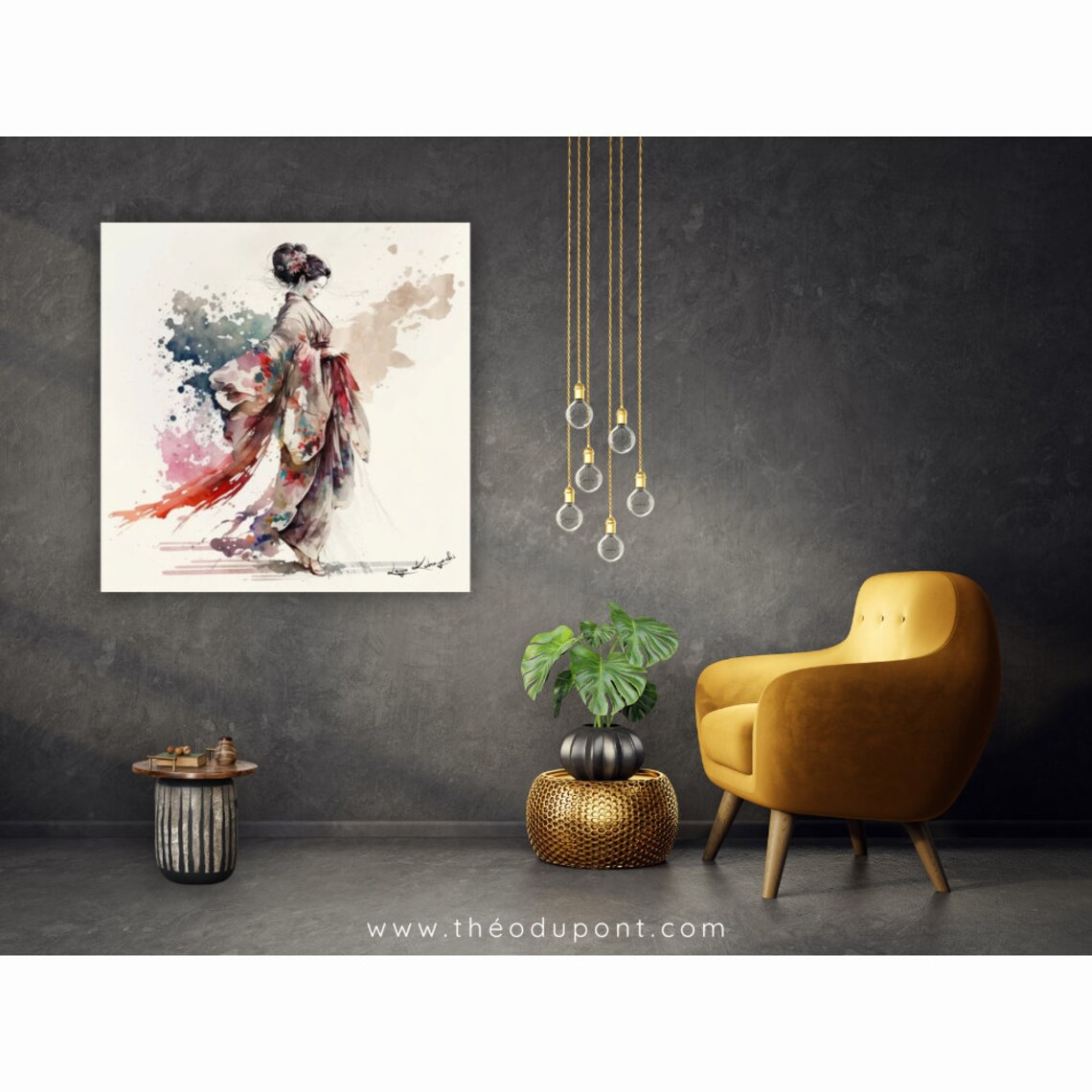 Geisha 4 by Katsutomo, Japanese Watercolor Art Print - Image 2