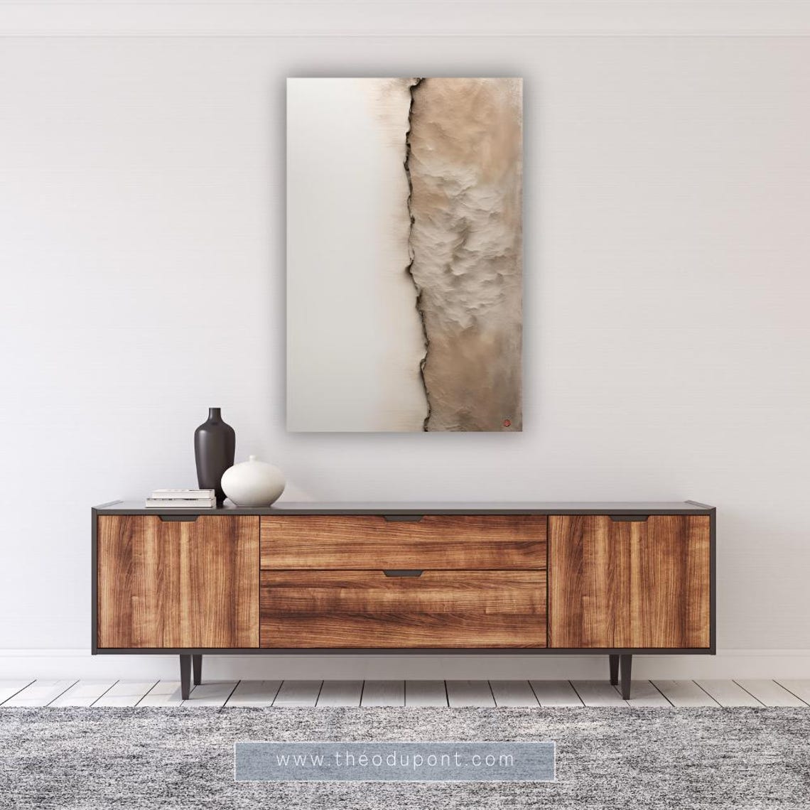 Abstract Beige Torn Paper Texture Minimalist Neutral Japandi Art Print - Image 2