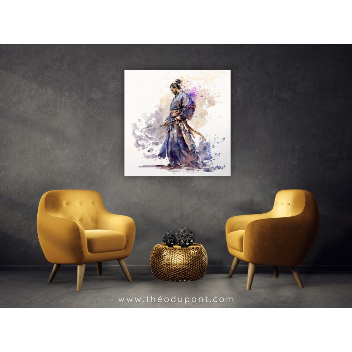 Miyamoto Musashi Samurai 1 Watercolor Art Print - Image 2