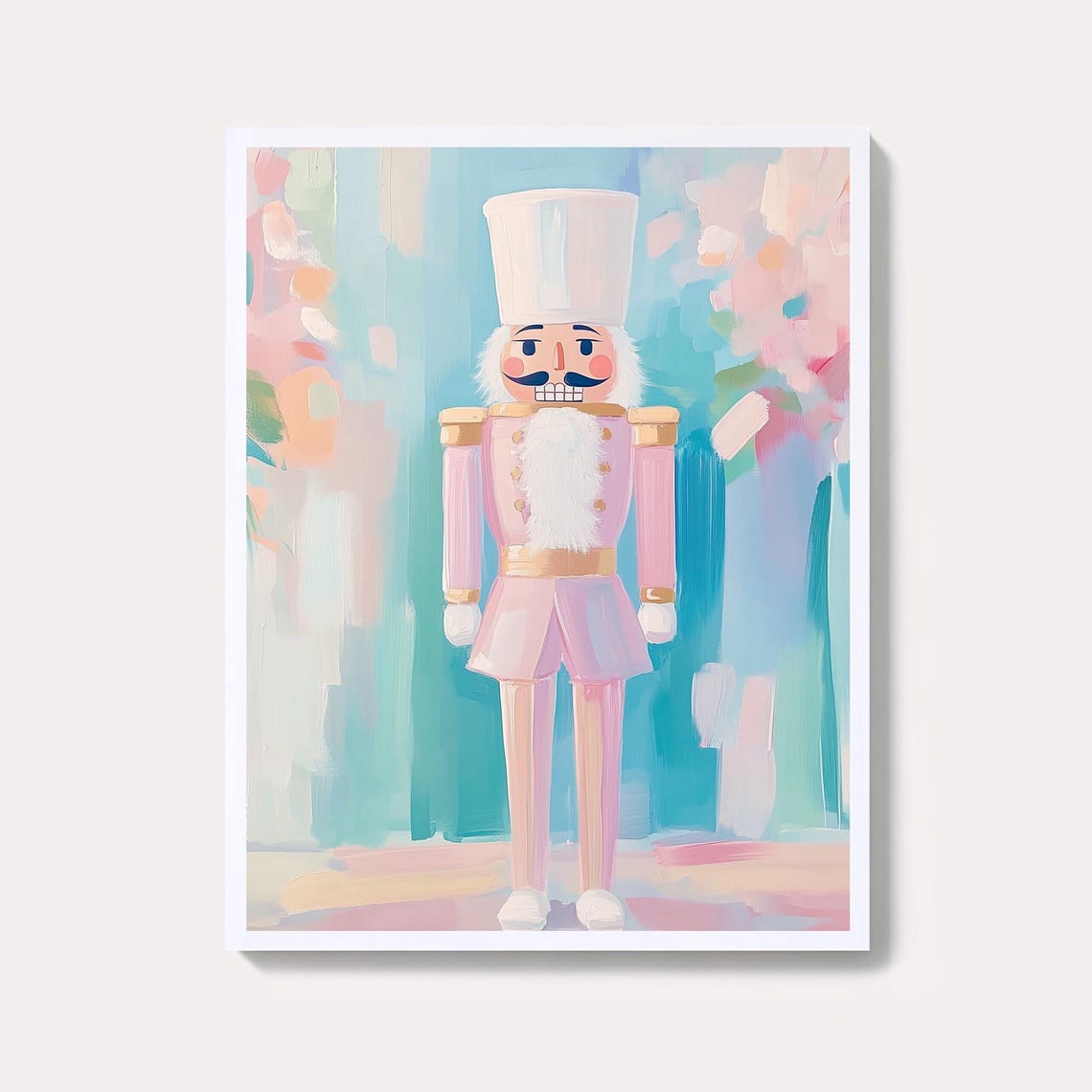 Pink Nutcracker Soldier Christmas Ballet Pastel Holiday Art Poster