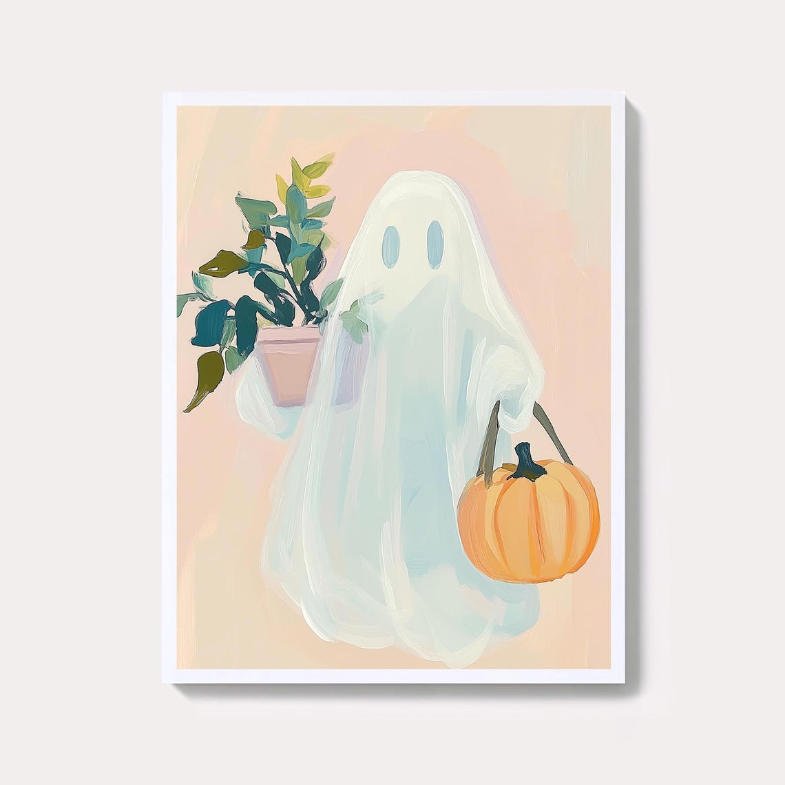 Halloween Plant Lady Art Print Spooky Pastel Decor