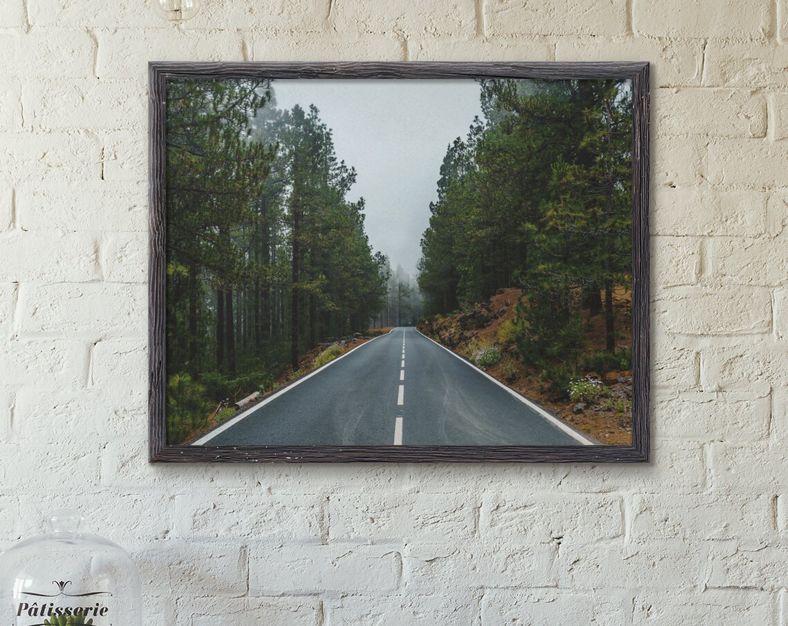 Foggy Forest Road Travel Poster, Teide Tenerife - Image 3