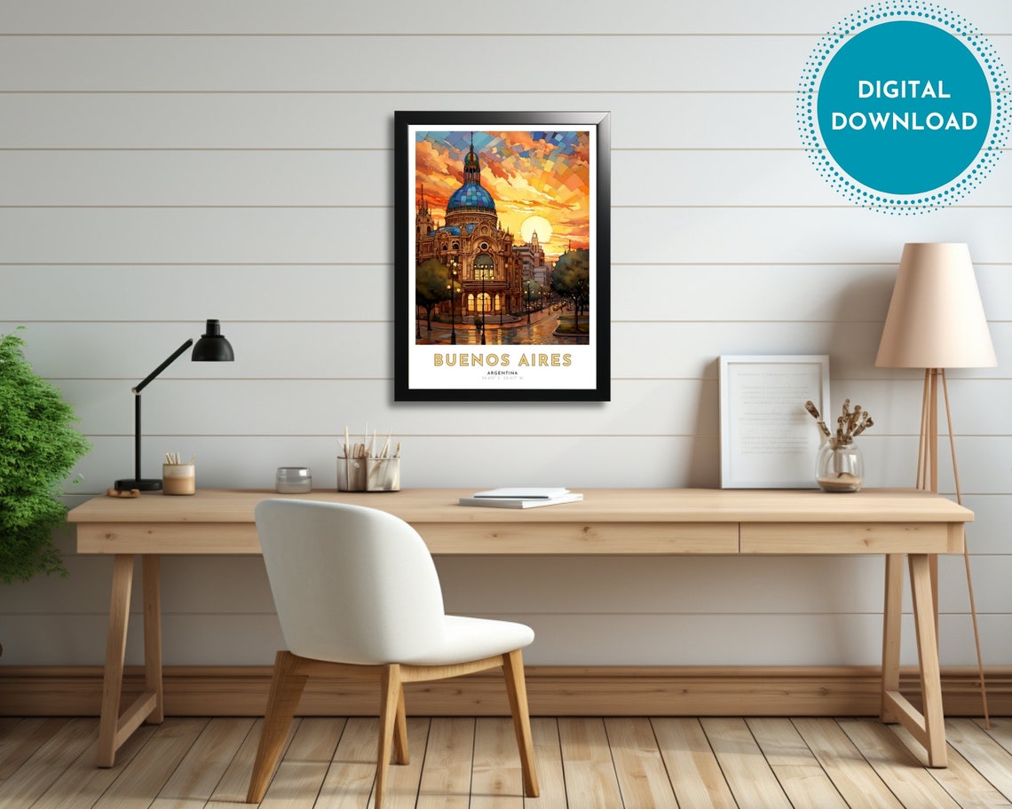 Buenos Aires Argentina Sunset Dome Landmark Travel Poster Art - Image 2
