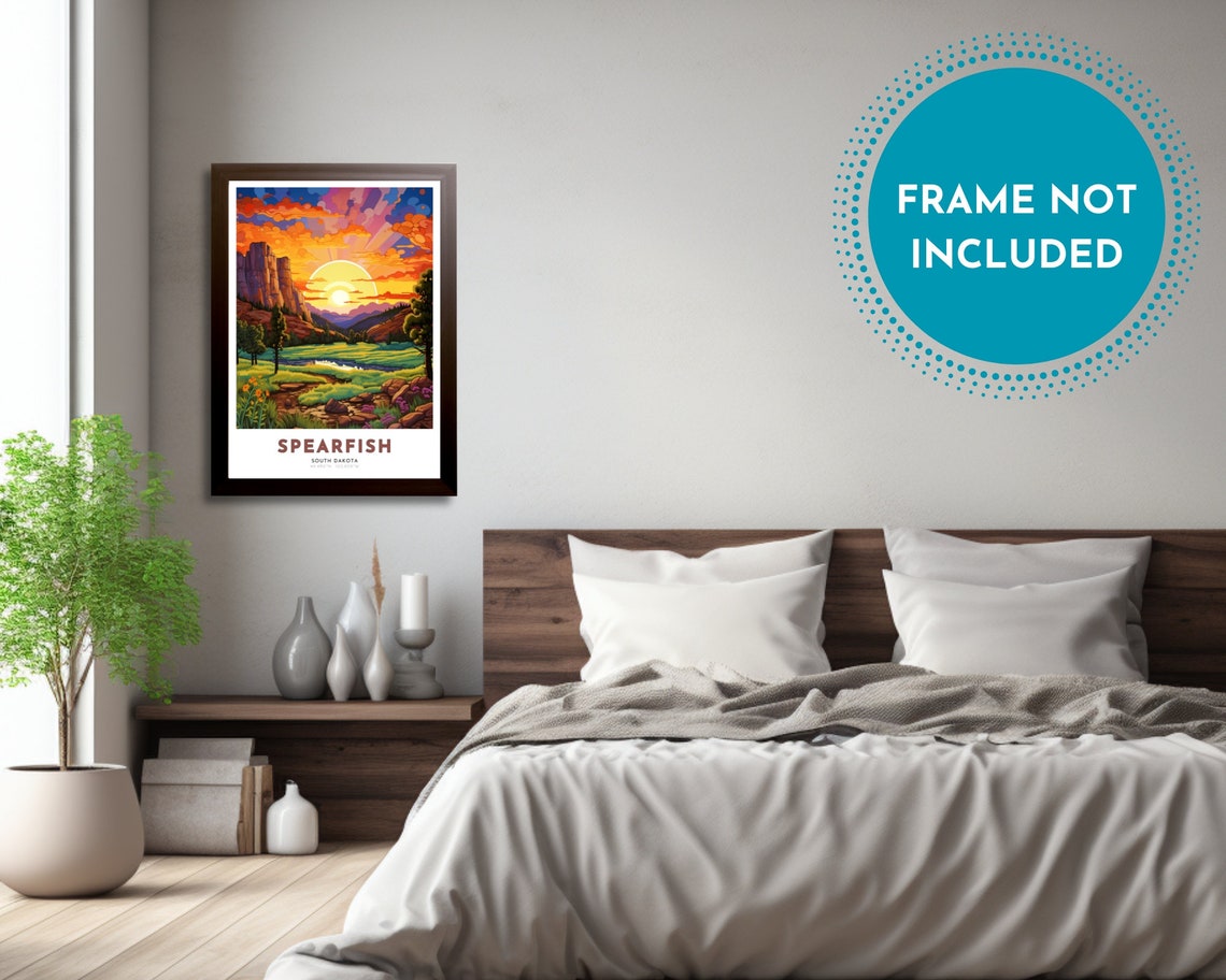 Spearfish Travel Poster Of South Dakota Art Nouveau Gift For Lovers Of Spearfish South Dakota Wall Art Decor Print Of Black Hills Painting - Image 3