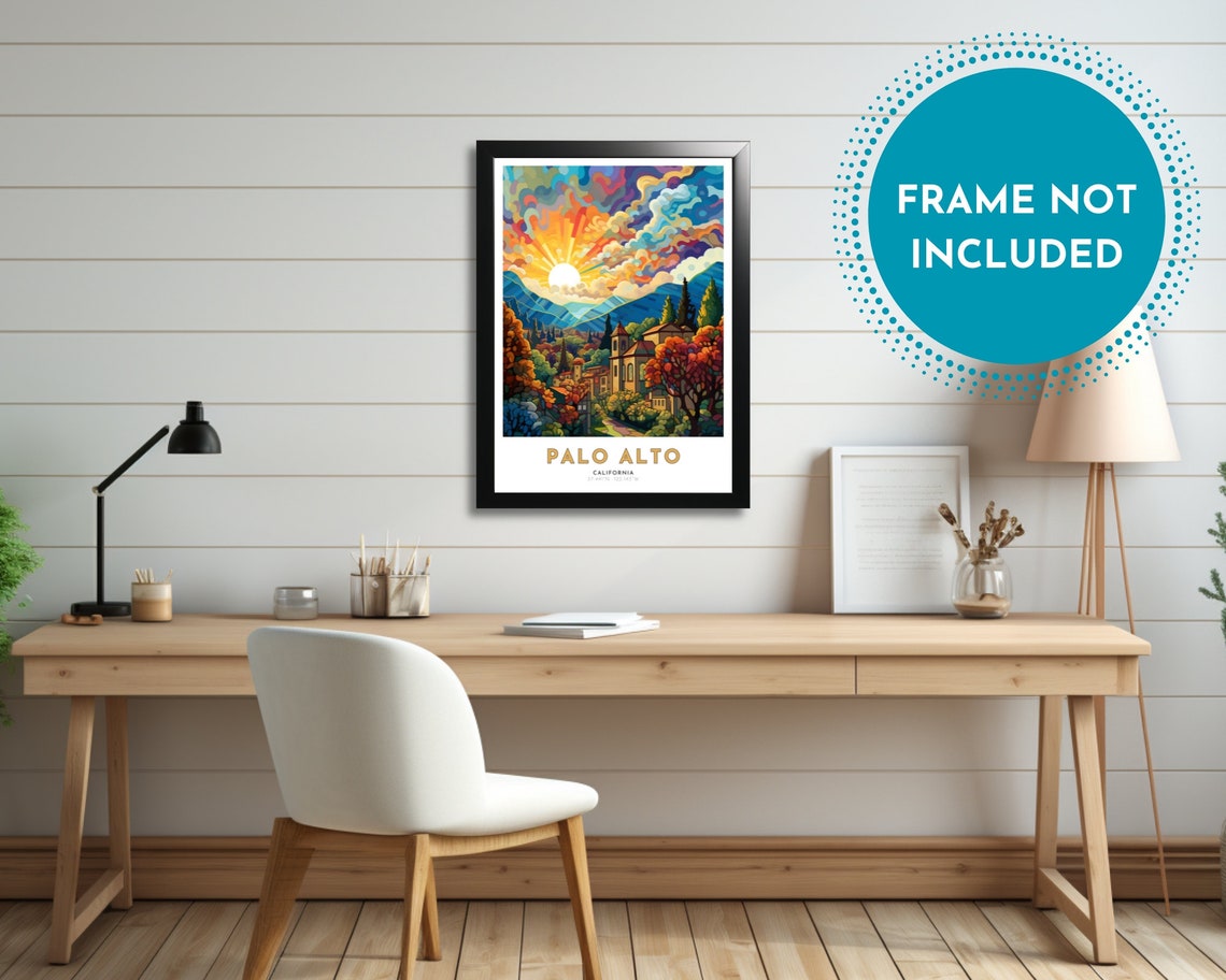 Palo Alto California Art Nouveau Travel Poster Palo Alto Print Palo Alto Wall Art Palo Alto Painting Palo Alto Gift California Print - Image 3