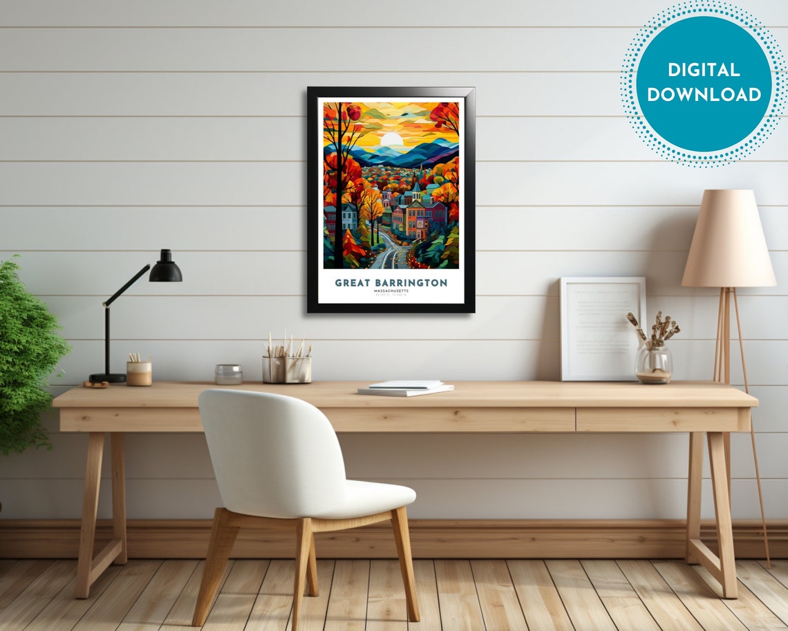Great Barrington Travel Poster Of Massachusetts Art Nouveau Gift For Lovers Of Massachusetts Wall Art Of Berkshires - Image 2