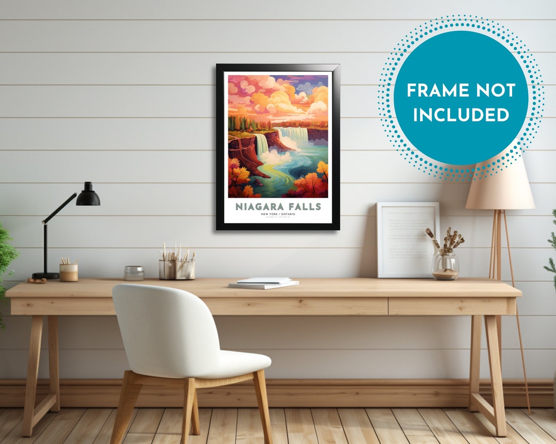 Niagara Falls New York Ontario Autumn Waterfall Travel Poster - Image 3