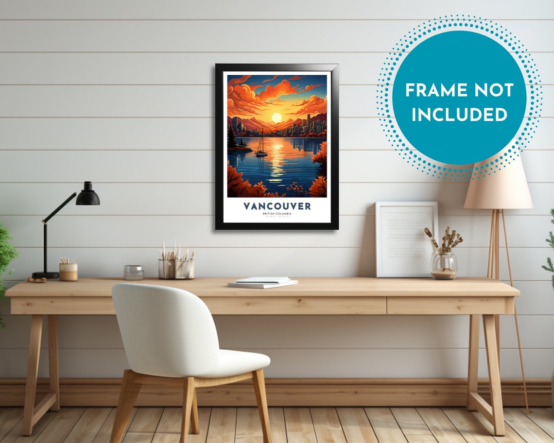 Vancouver Canada British Columbia Sunset Harbor View Art Poster - Image 4