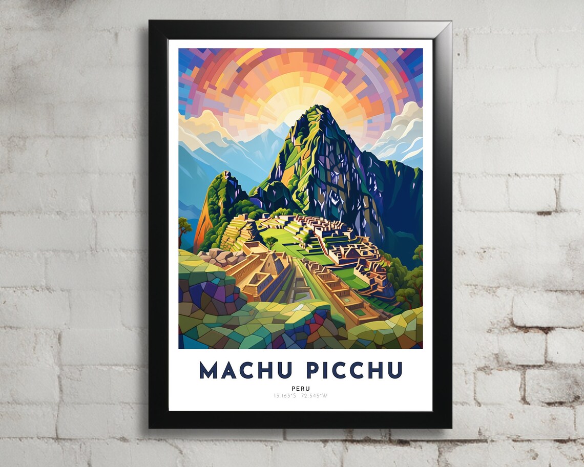 Machu Picchu Peru Ancient Inca Citadel Sunrise Travel Poster