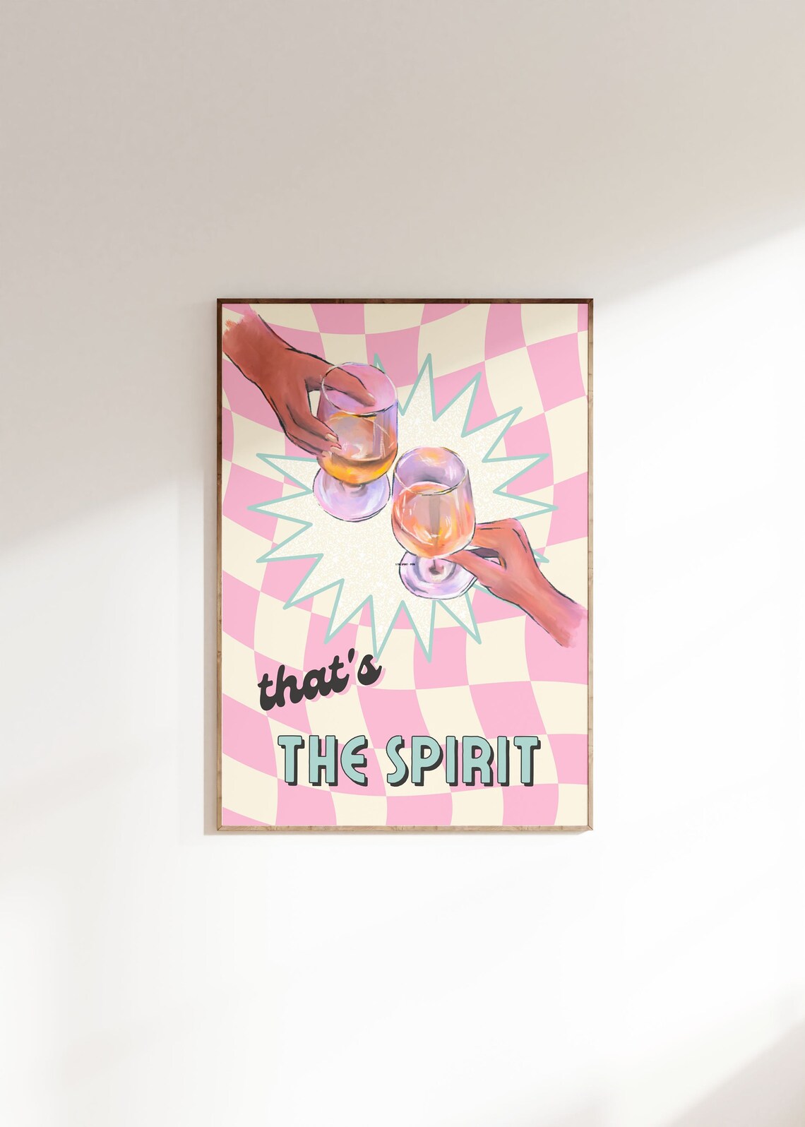 Pink Bar Cart Cocktail Art, Funky Trendy Poster