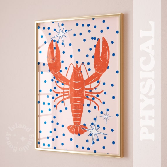 Lobster Print Kitchen Wall Decor, Seafood Art