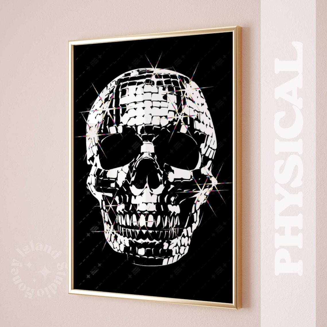 Disco Skull Skeleton Retro Poster Print